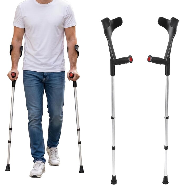 Paire de béquilles orthopédiques réglables, noir - 32% de remise