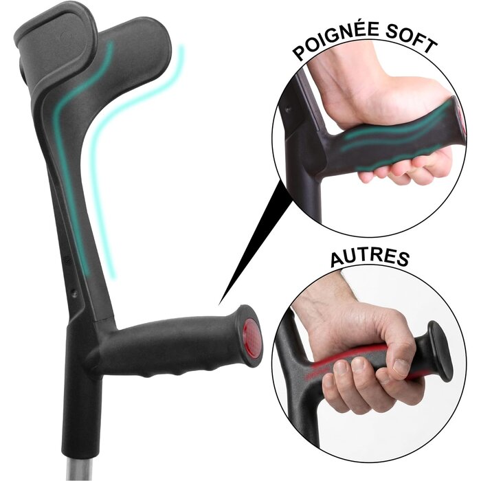 Paire de béquilles orthopédiques réglables, noir - 32% de remise