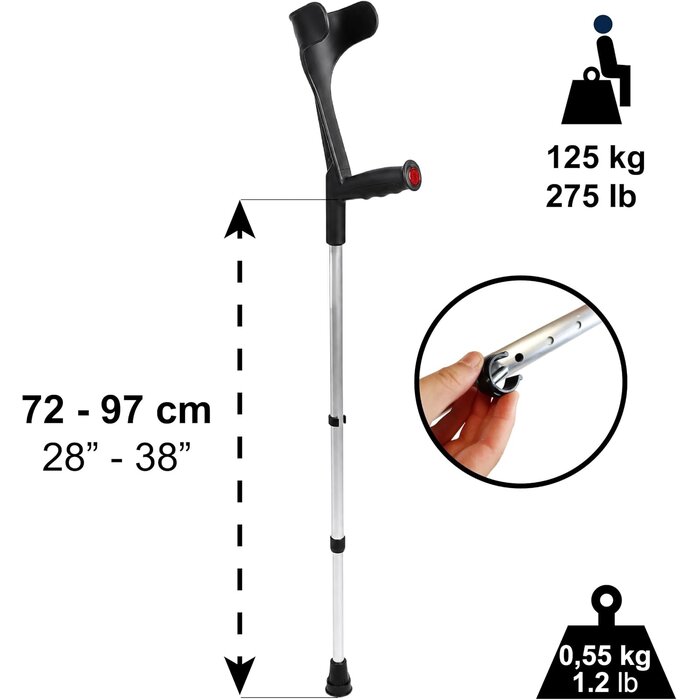 Paire de béquilles orthopédiques réglables, noir - 32% de remise