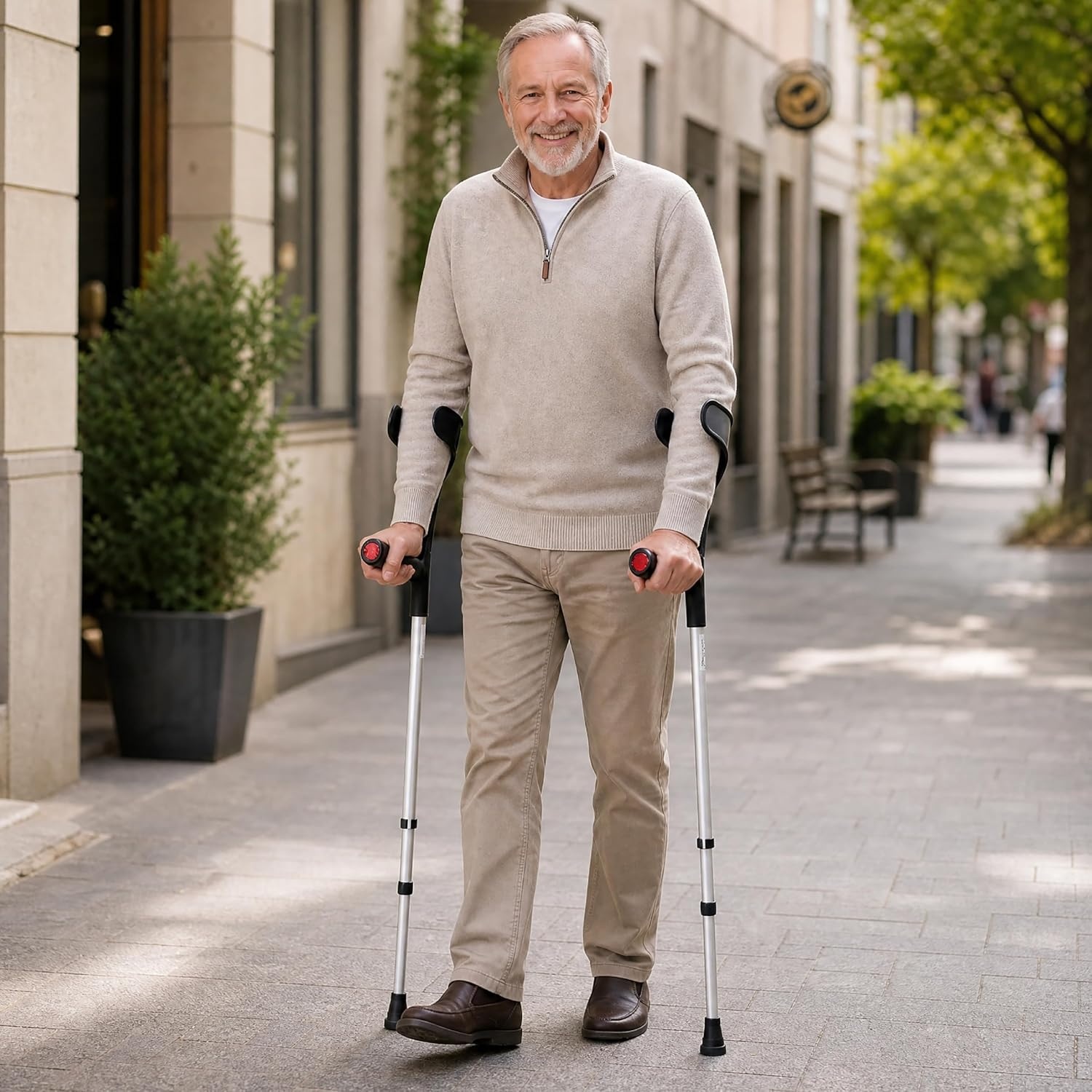 Paire de béquilles orthopédiques réglables, noir - 32% de remise