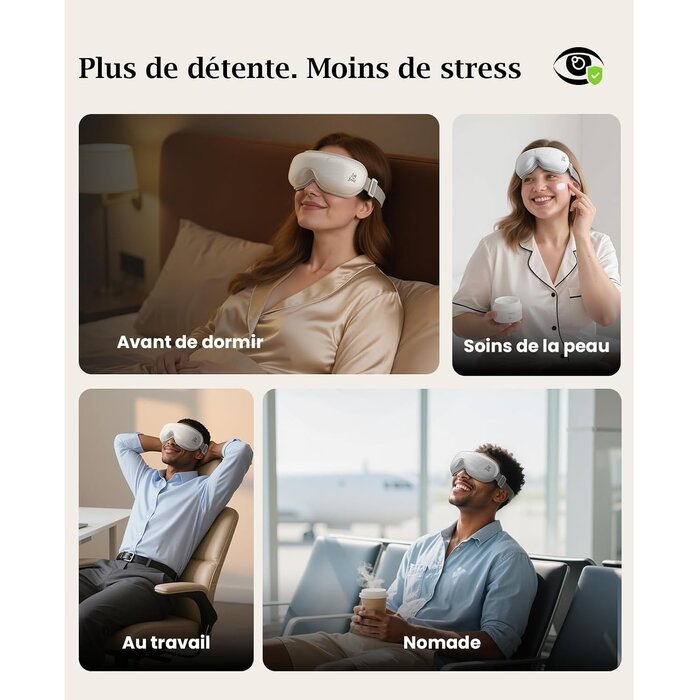 Masseur Oculaire Chauffant - 34% de remise - Pliable et Rechargeable
