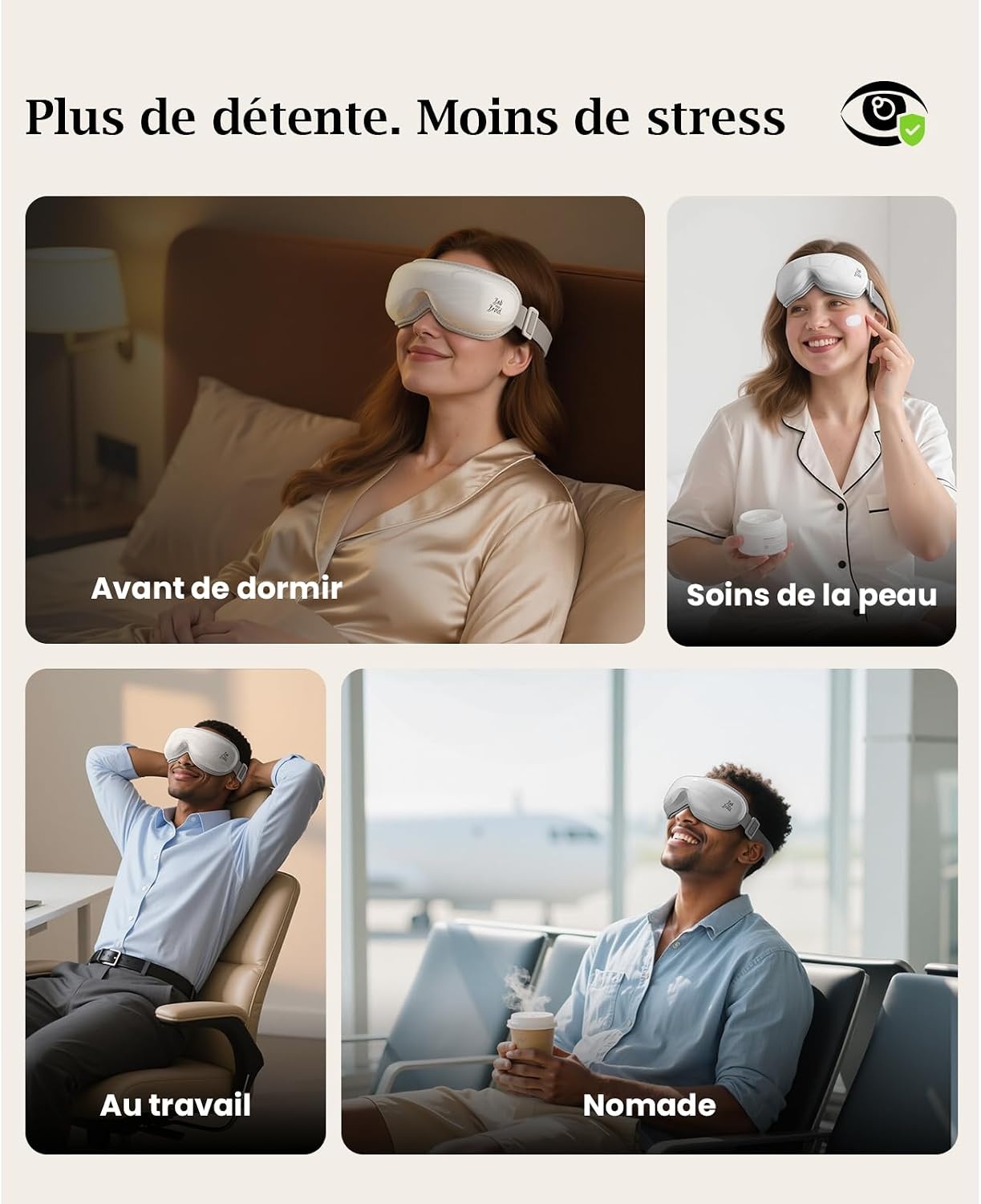 Masseur Oculaire Chauffant - 34% de remise - Pliable et Rechargeable