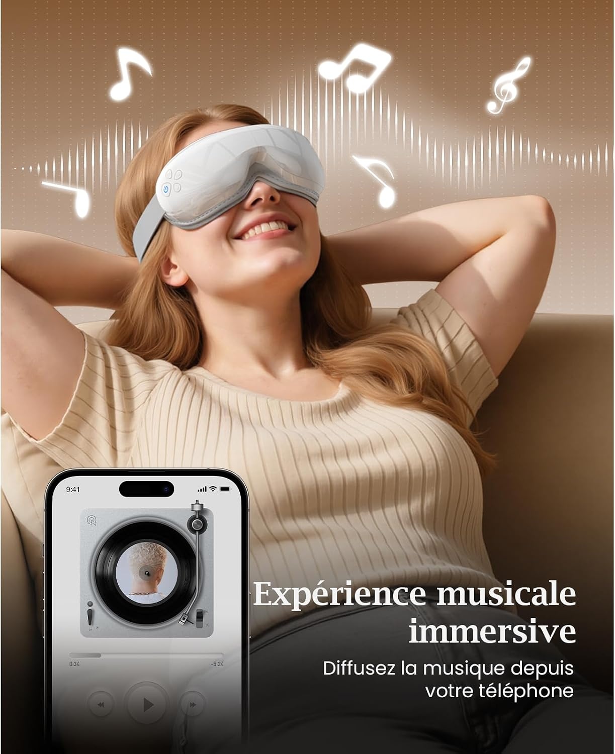 Masseur Oculaire Chauffant - 34% de remise - Pliable et Rechargeable
