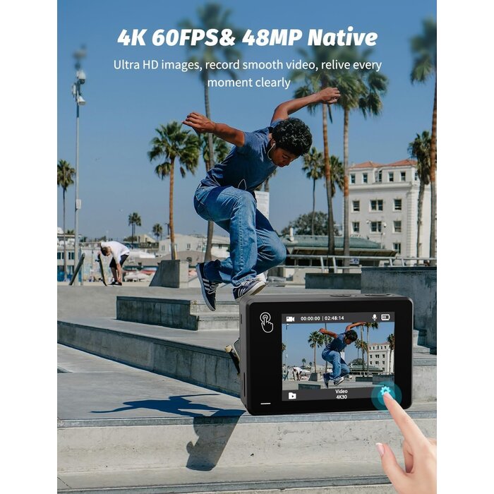 Caméra Action 4K 64MP Double Écran - 34% de remise sur modèle déballé