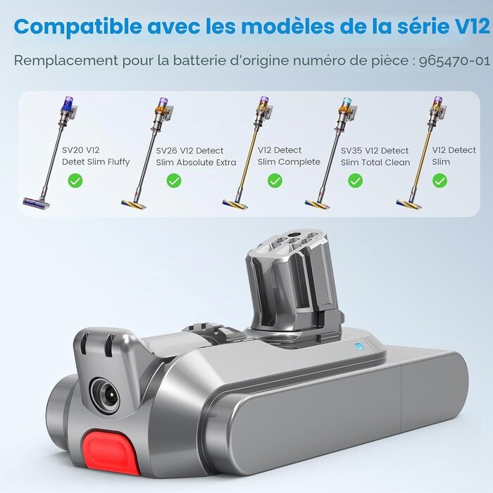Batterie aspirateur 3900 mAh pour Dyson V12 - 34% de remise