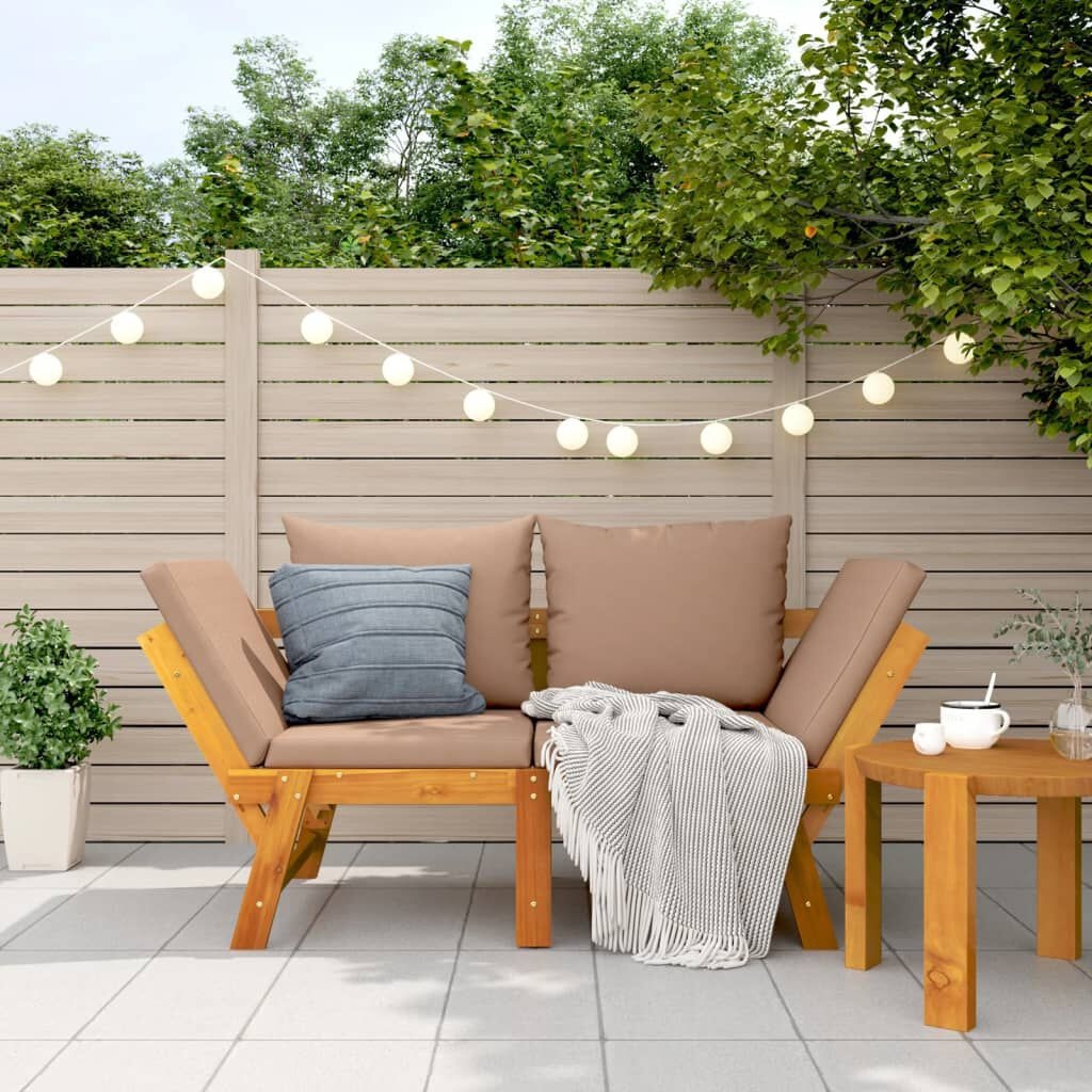Banc de jardin 2-en-1 en bois d'acacia massif - 35% de remise