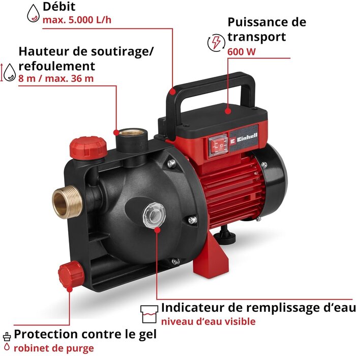 Pompe de jardin 600W 5000L/h - 34% de remise sur votre matériel d'arrosage