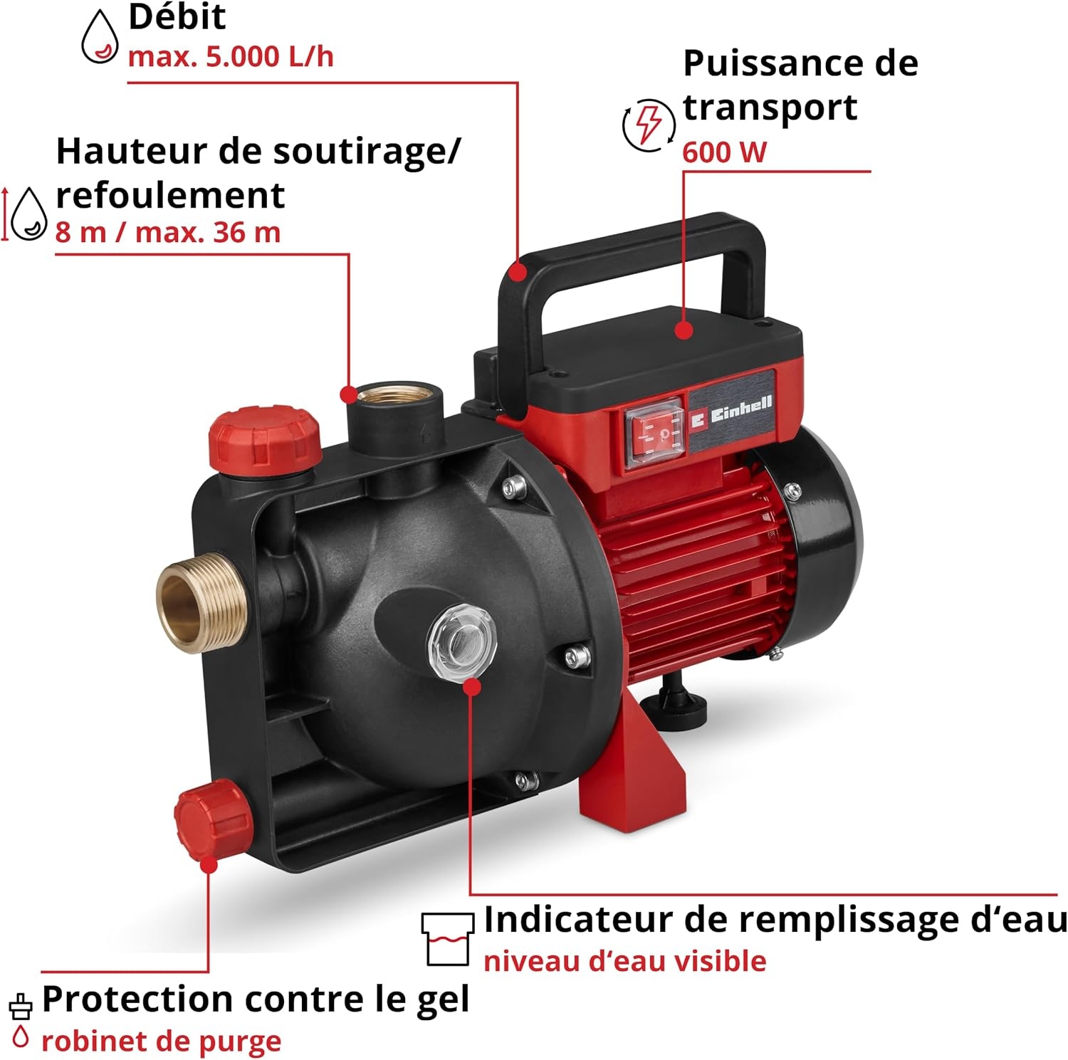 Pompe de jardin 600W 5000L/h - 34% de remise sur votre matériel d'arrosage