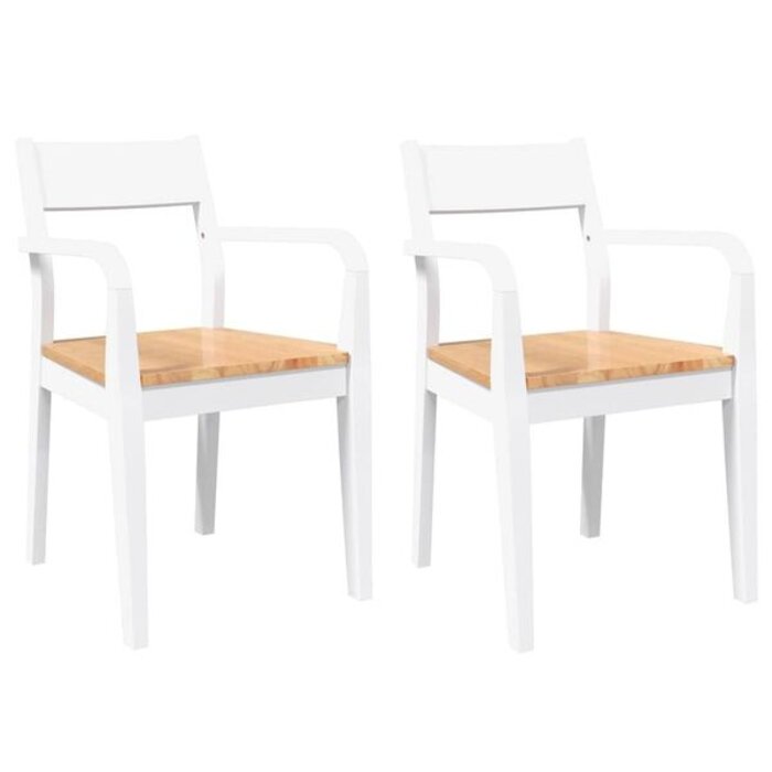 Lot de 2 chaises en bois d'hévéa blanc et naturel - 34% de remise