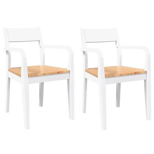 Lot de 2 chaises en bois d'hévéa blanc et naturel - 34% de remise