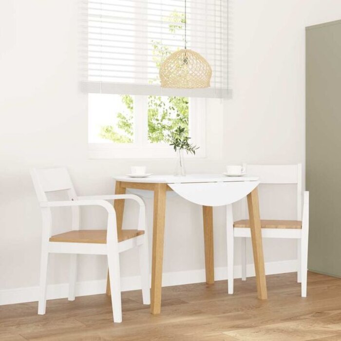 Lot de 2 chaises en bois d'hévéa blanc et naturel - 34% de remise