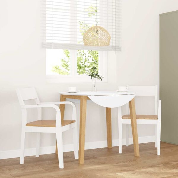 Lot de 2 chaises en bois d'hévéa blanc et naturel - 34% de remise
