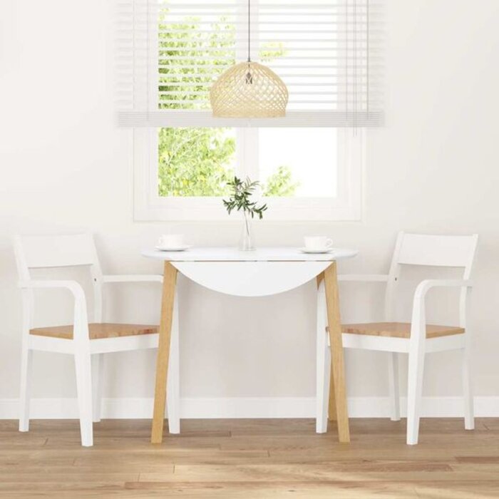 Lot de 2 chaises en bois d'hévéa blanc et naturel - 34% de remise