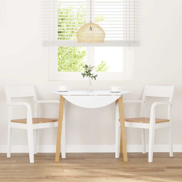 Lot de 2 chaises en bois d'hévéa blanc et naturel - 34% de remise