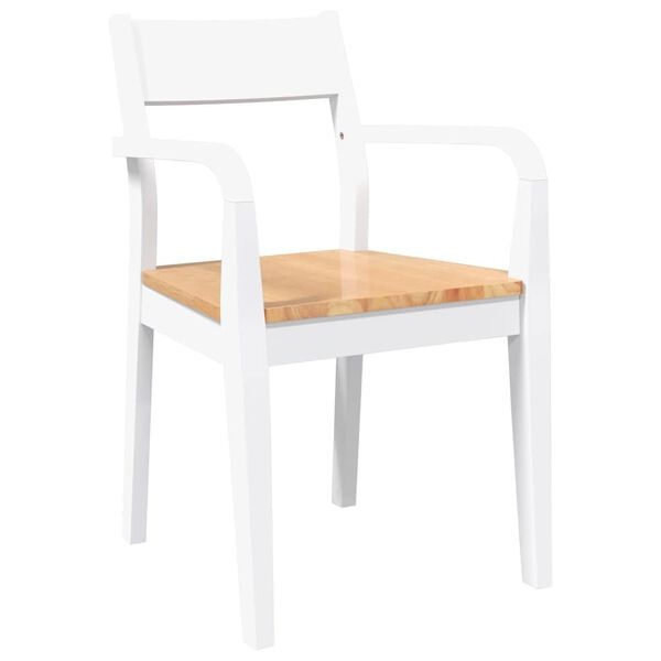 Lot de 2 chaises en bois d'hévéa blanc et naturel - 34% de remise