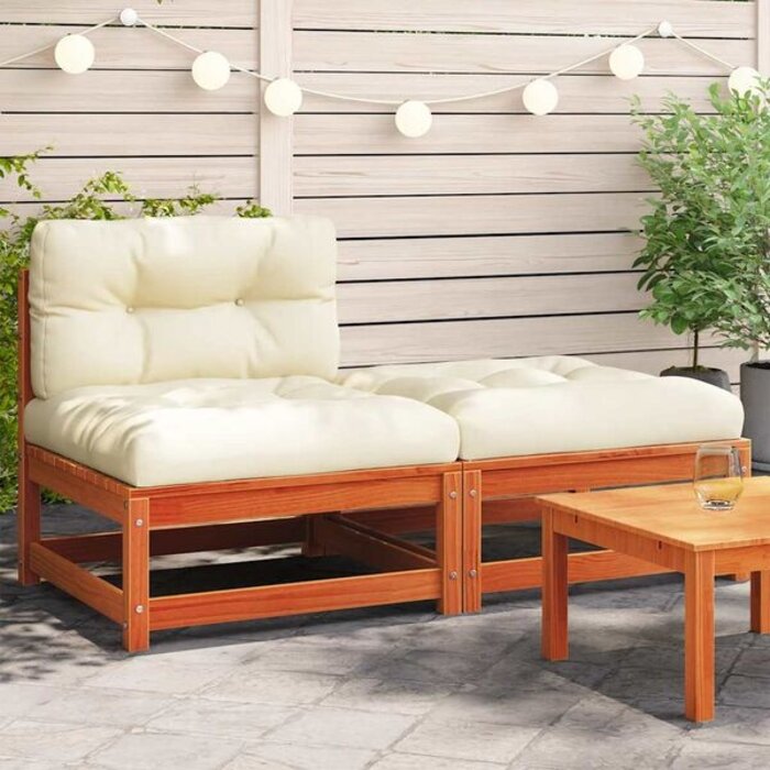 Banc de jardin modulaire avec coussins et repose-pieds - 35% de remise