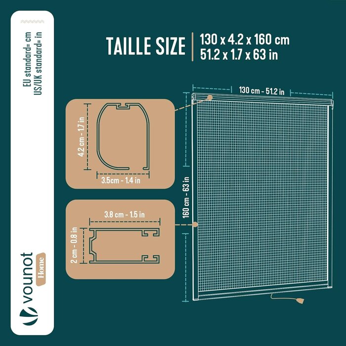 Moustiquaire enroulable 130x160 cm Blanc - Découpable - 32% de remise
