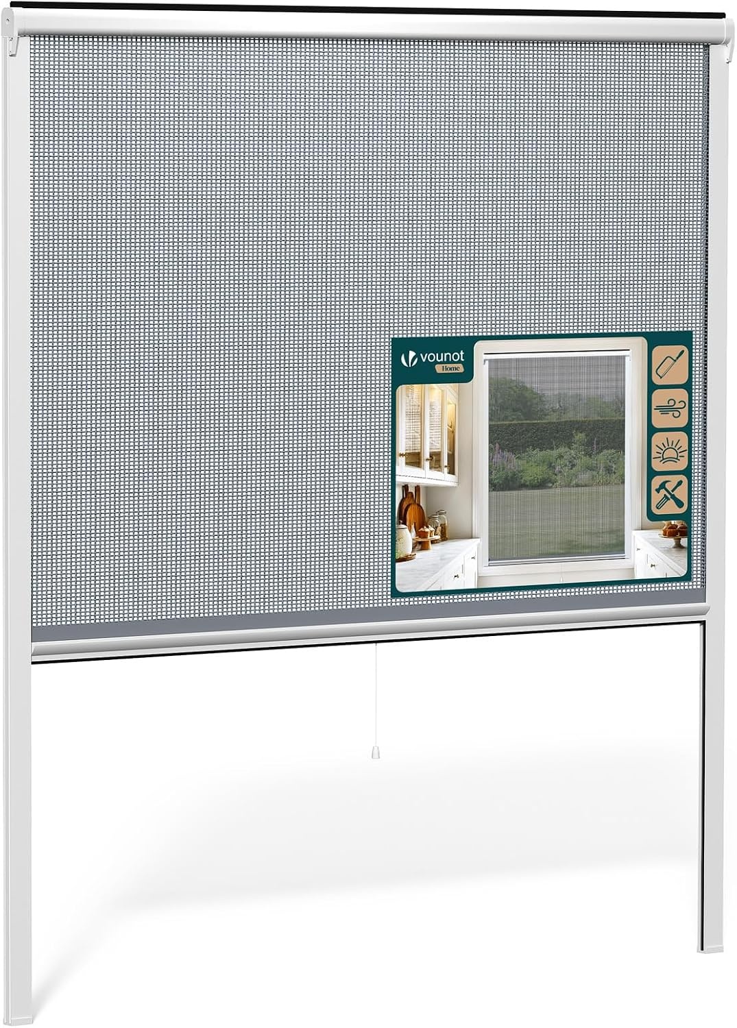 Moustiquaire enroulable 130x160 cm Blanc - Découpable - 32% de remise
