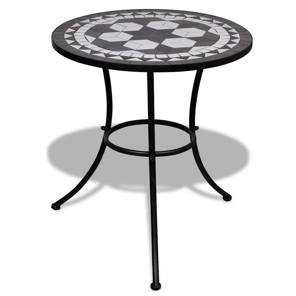 Table de bistrot mosaïque 60 cm - Noir et blanc - 34% de remise