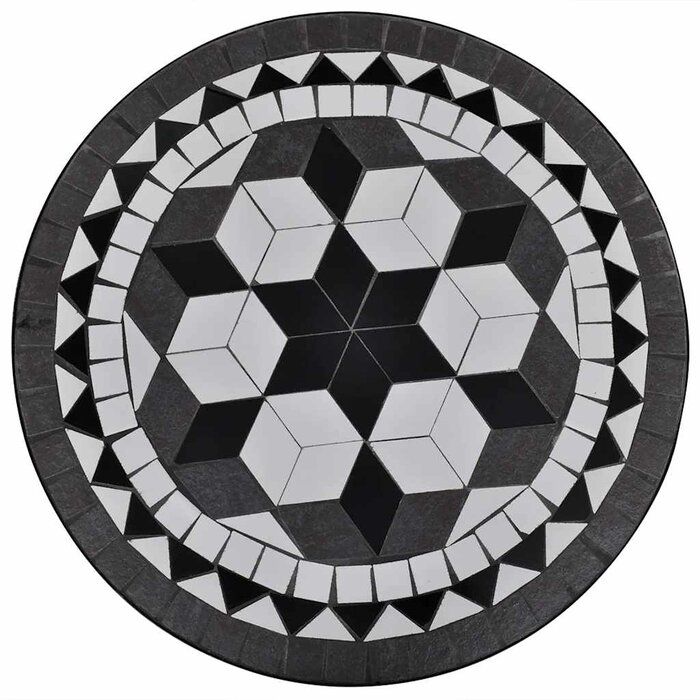 Table de bistrot mosaïque 60 cm - Noir et blanc - 34% de remise