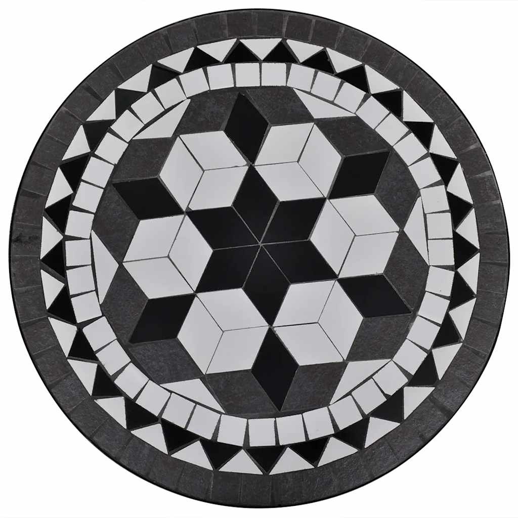 Table de bistrot mosaïque 60 cm - Noir et blanc - 34% de remise