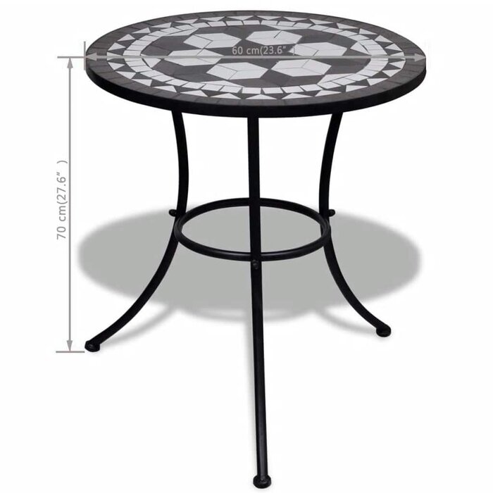 Table de bistrot mosaïque 60 cm - Noir et blanc - 34% de remise