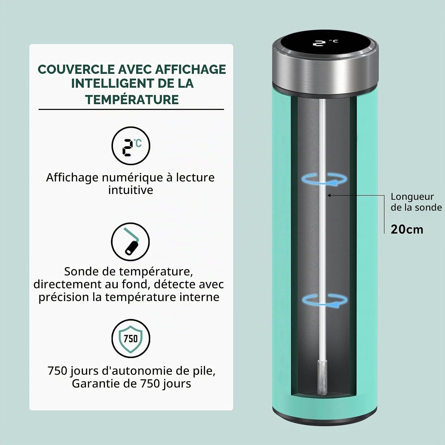 Étui isotherme pour insuline avec écran - Cyan - 28% de remise