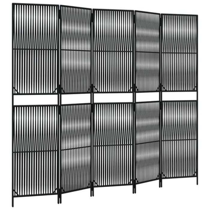 Paravent 5 panneaux en polyrotin noir 245x200cm - 34% de remise