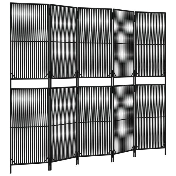Paravent 5 panneaux en polyrotin noir 245x200cm - 34% de remise