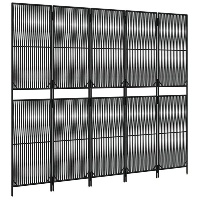 Paravent 5 panneaux en polyrotin noir 245x200cm - 34% de remise