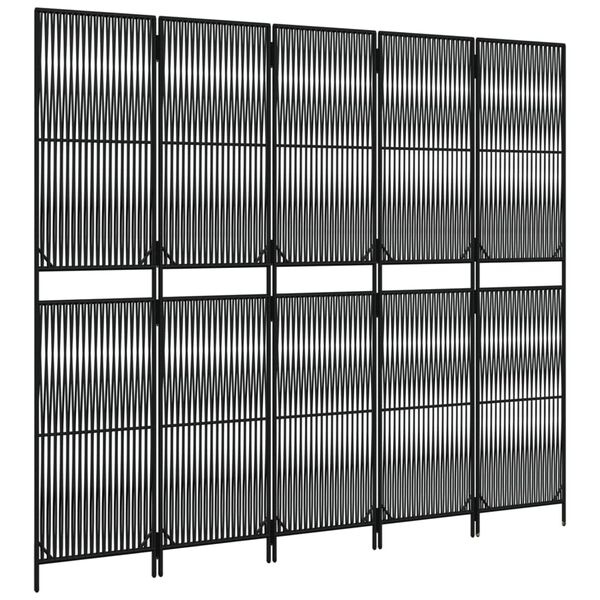 Paravent 5 panneaux en polyrotin noir 245x200cm - 34% de remise