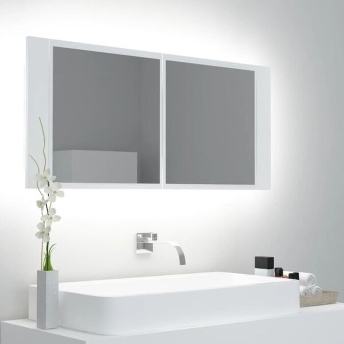 Armoire de salle de bain LED 100cm - Blanc - 33% de remise