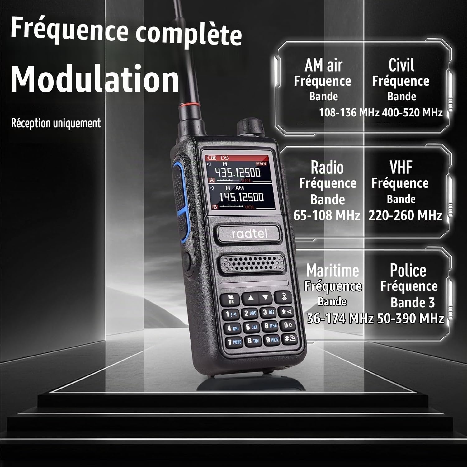 Talkie-walkie Tri-bande 10W - Réception Airband - 33% de remise