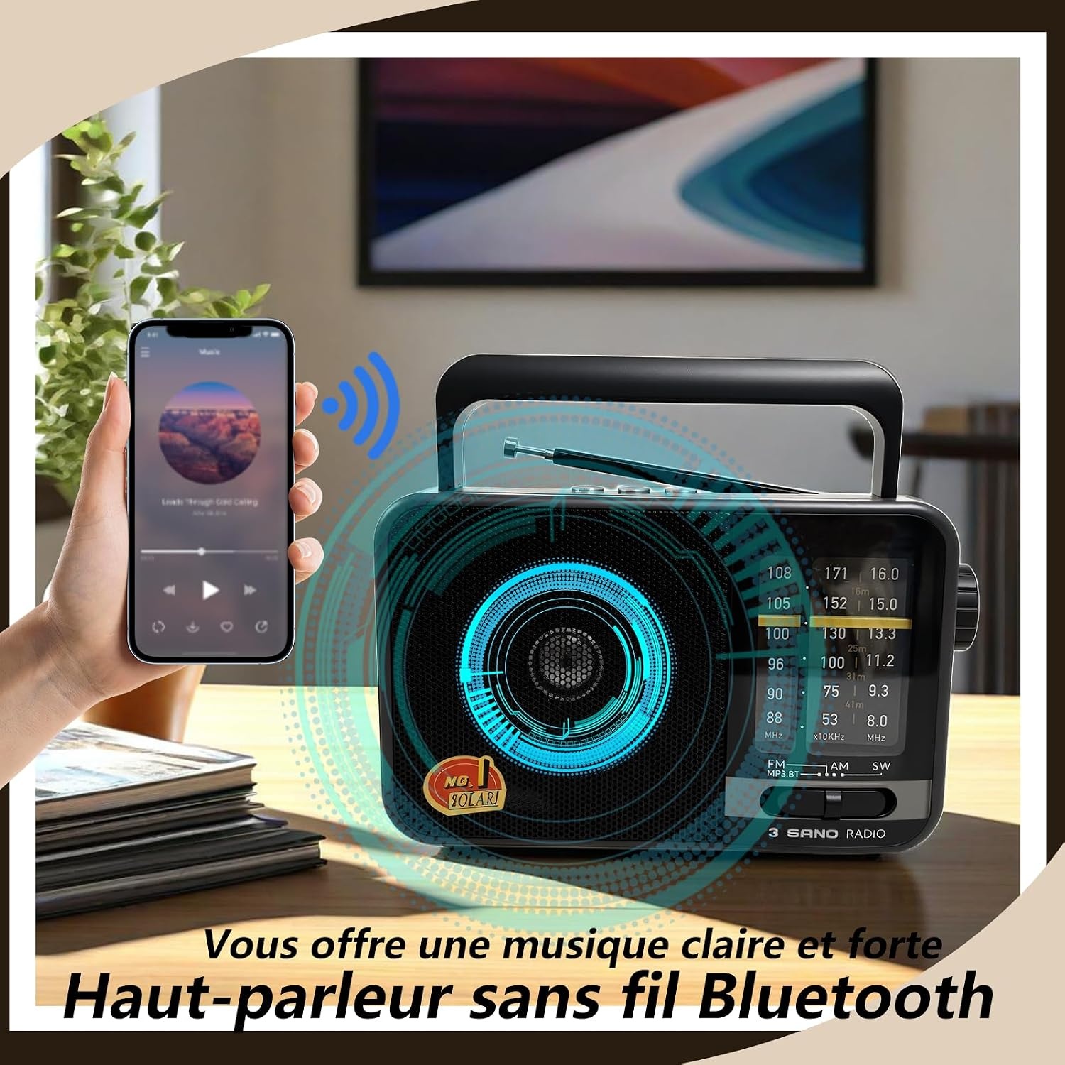 Radio Portable Solaire Bluetooth AM/FM/SW - Gris - 31% de remise