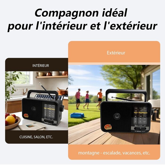 Radio Portable Solaire Bluetooth AM/FM/SW - Gris - 31% de remise