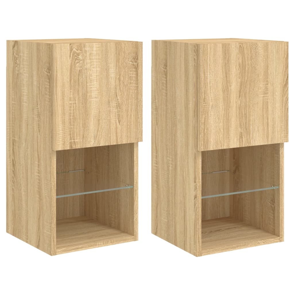 Lot de 2 Meubles TV LED Chêne Sonoma - 34% de remise