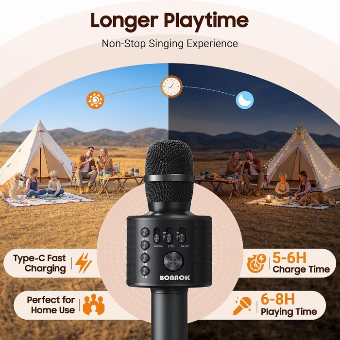 Microphone Karaoké sans fil Bluetooth - Noir - 32% de remise