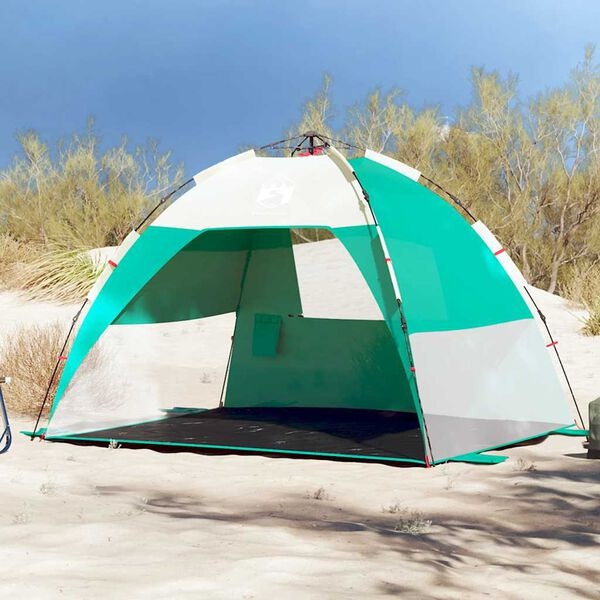 Tente de plage 2 places - Montage rapide - Vert d'eau - 31% de remise