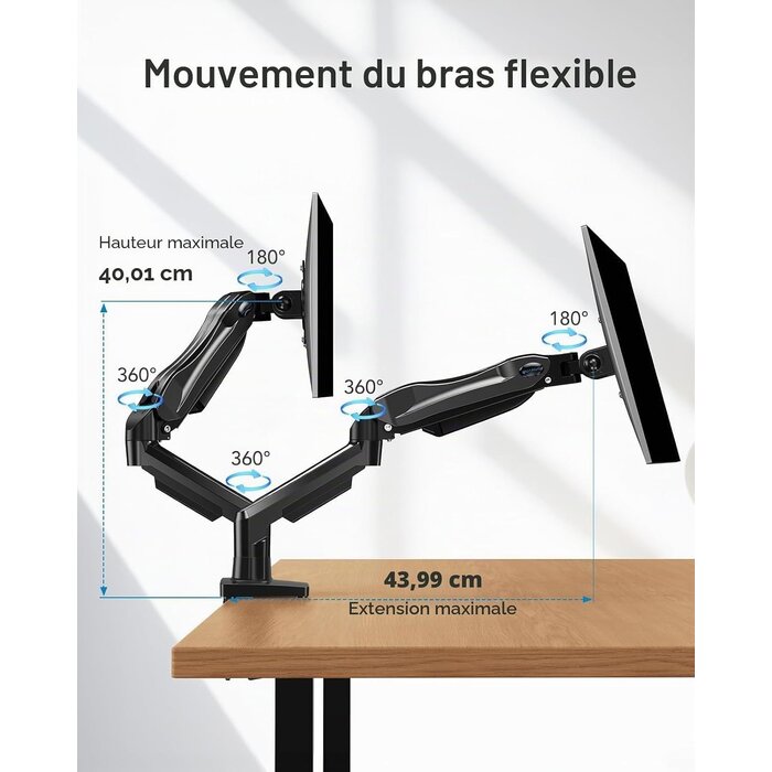 Bras double pour écrans 13-32 pouces - Noir - 34% de remise
