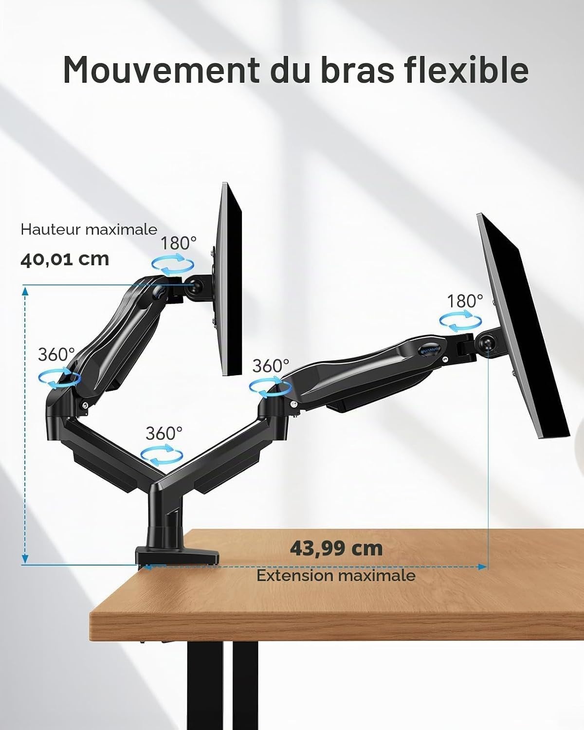Bras double pour écrans 13-32 pouces - Noir - 34% de remise