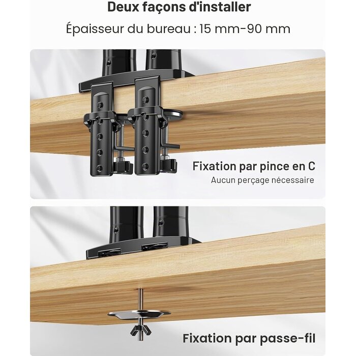 Bras double pour écrans 13-32 pouces - Noir - 34% de remise