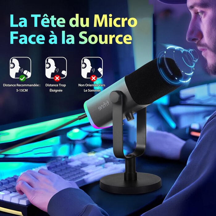 Microphone dynamique USB/XLR RGB - 34% de remise sur modèle déballé