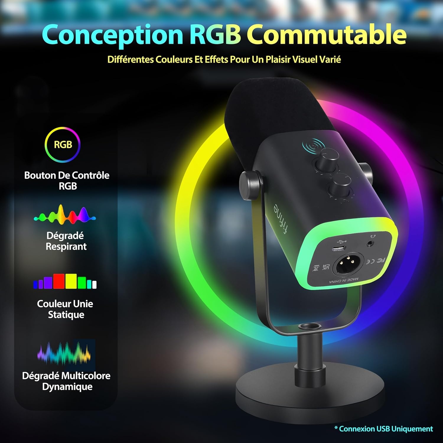 Microphone dynamique USB/XLR RGB - 34% de remise sur modèle déballé