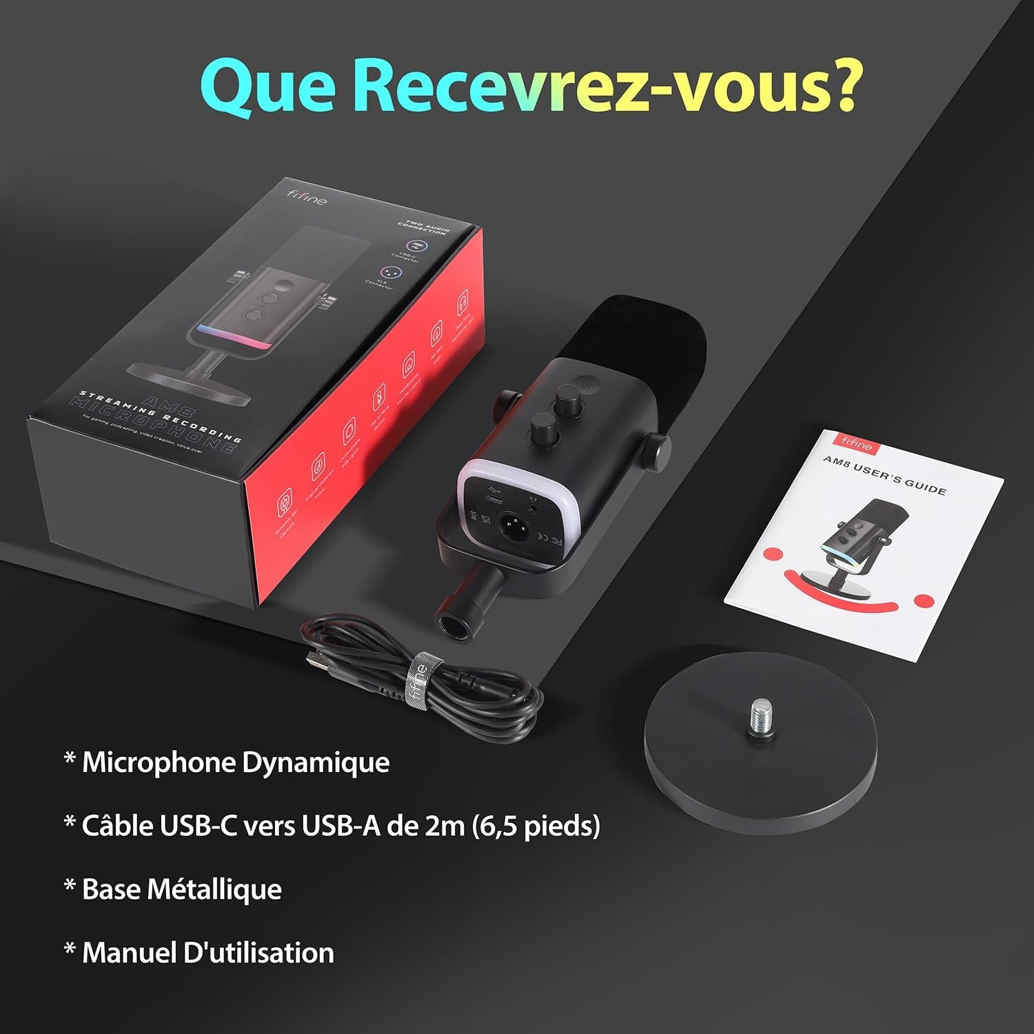 Microphone dynamique USB/XLR RGB - 34% de remise sur modèle déballé