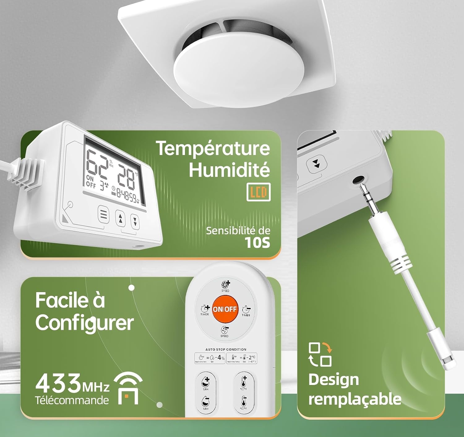 Extracteur d'air 100 mm intelligent avec télécommande - 34% de remise