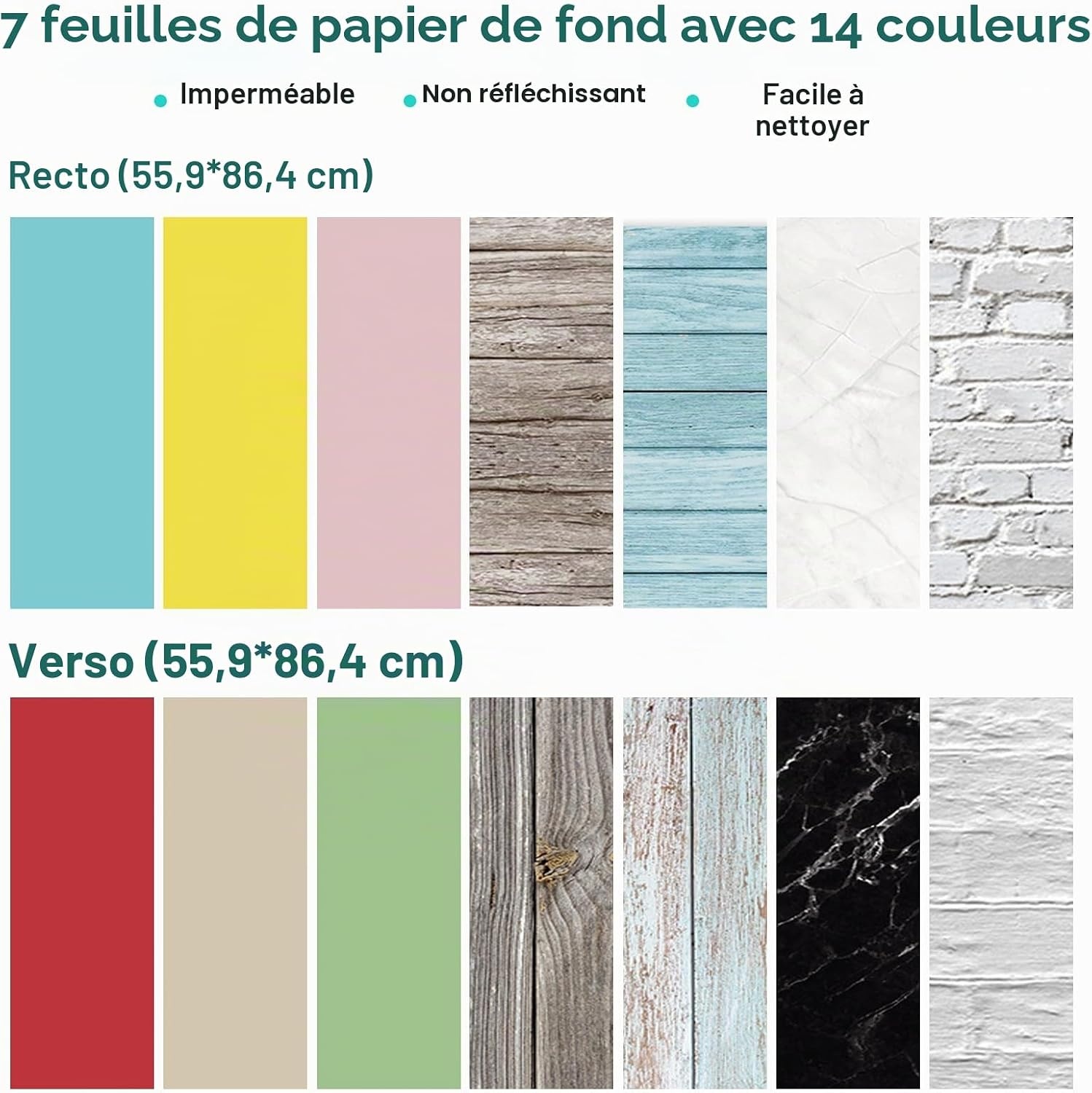 Kit fond studio photo 68x76 cm avec 7 fonds réversibles - 33% de remise