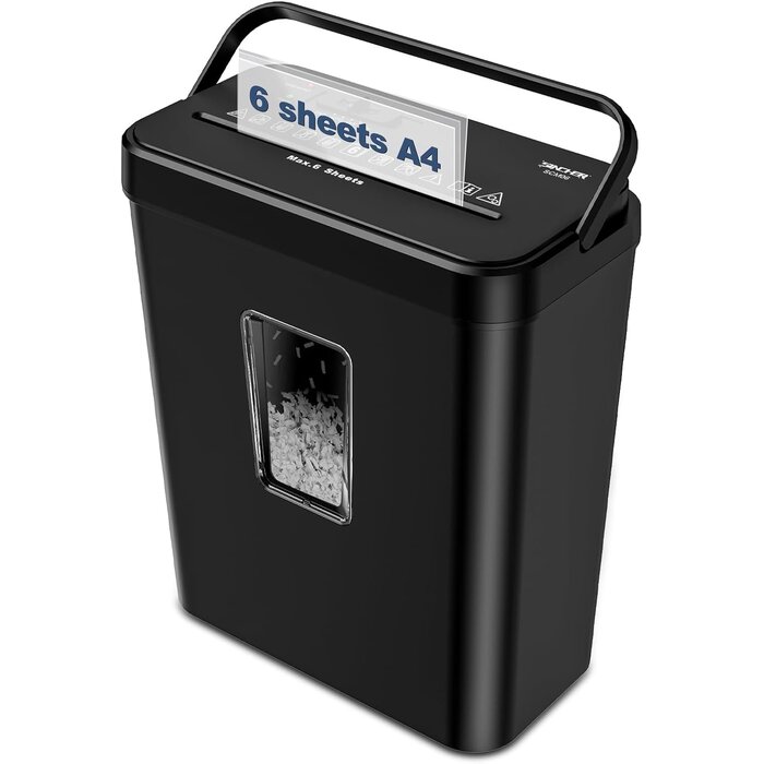 Destructeur de documents P4 - 6 feuilles - 13L - Noir - 33% de remise