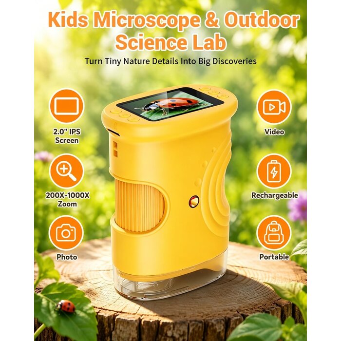 Microscope Numérique Enfant 1000x - Orange - Déballé - 32% de remise