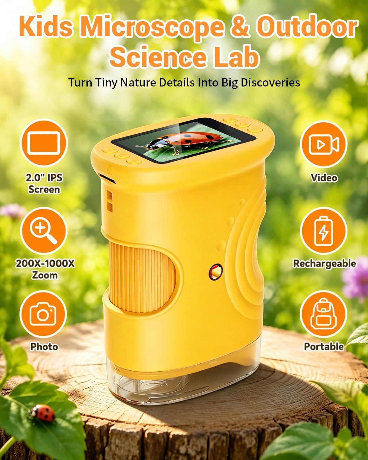Microscope Numérique Enfant 1000x - Orange - Déballé - 32% de remise