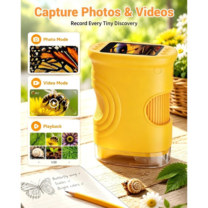 Microscope Numérique Enfant 1000x - Orange - Déballé - 32% de remise
